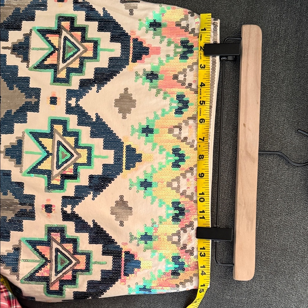 Express Sequin Geometric Pattern Skirt - Multicol… - image 6